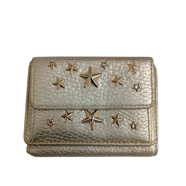 JIMMY CHOO(ジミーチュウ) スタッズ3つ折り財布 ゴールド｜【公式