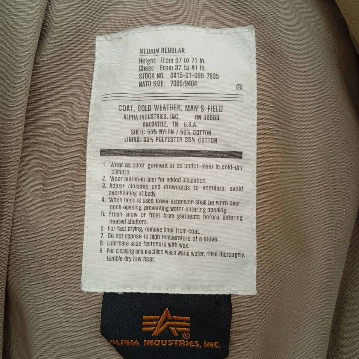 M-65 FIELD JACKETジャケット8415-01-099-7835
