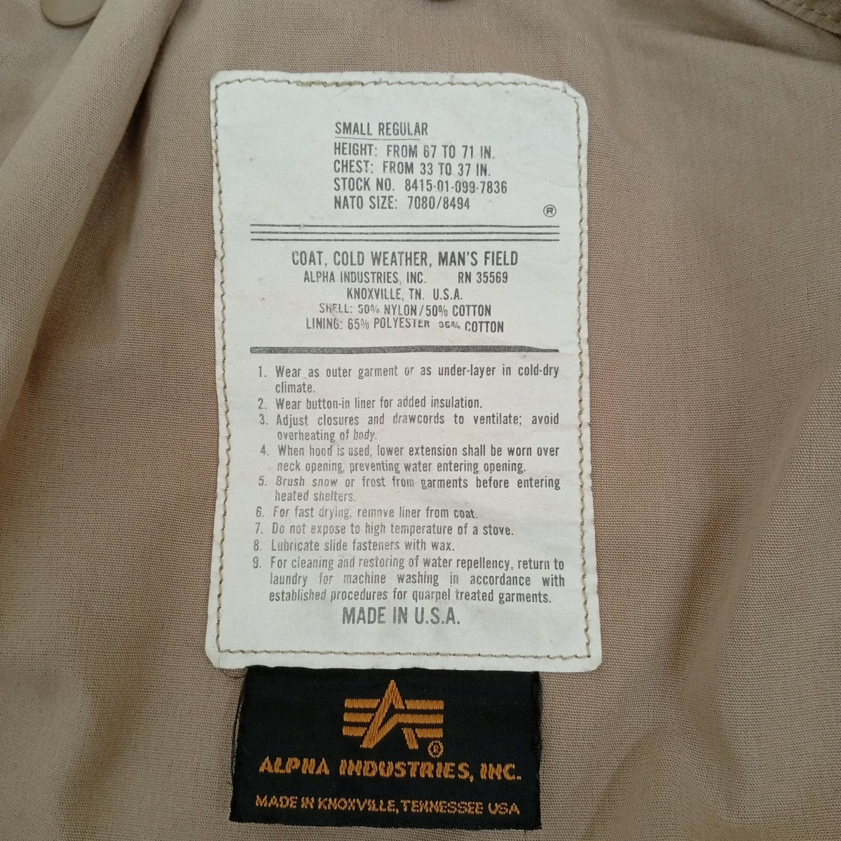USA製 M-65 FIELD JACKETジャケット8415-01-099-7836