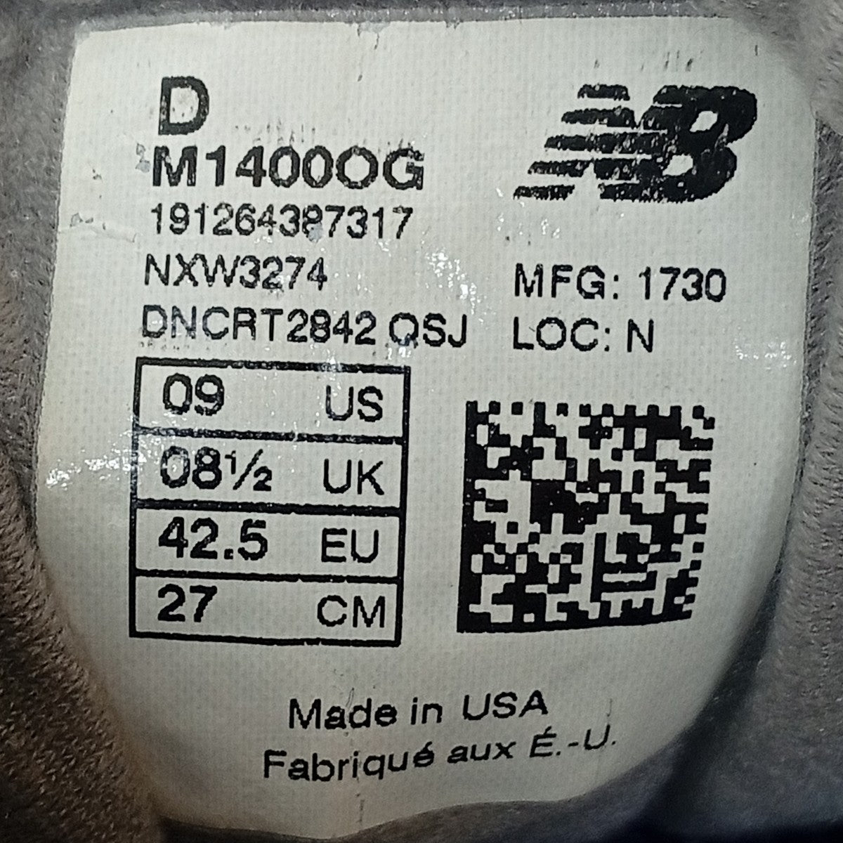 NEW BALANCE スニーカーM1400OG 古着・中古-5枚目のアイテム画像