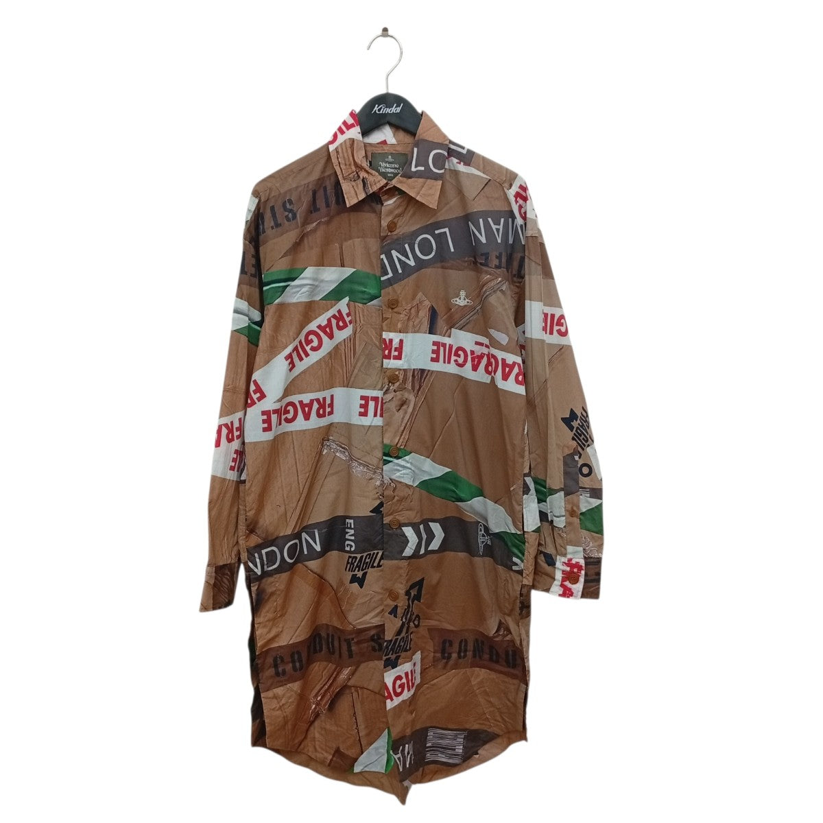 Vivienne Westwood man CAUTION TAPE MAN LONDONロングシャツ149051 古着・中古-1枚目のアイテム画像