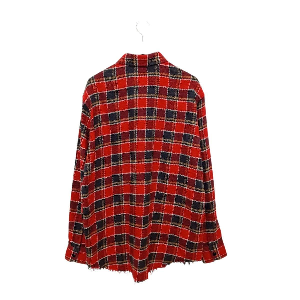 CELINE チェック柄タオルケット CELINE(セリーヌ) 裾カットオフチェックルーズ長袖チェックシャツ