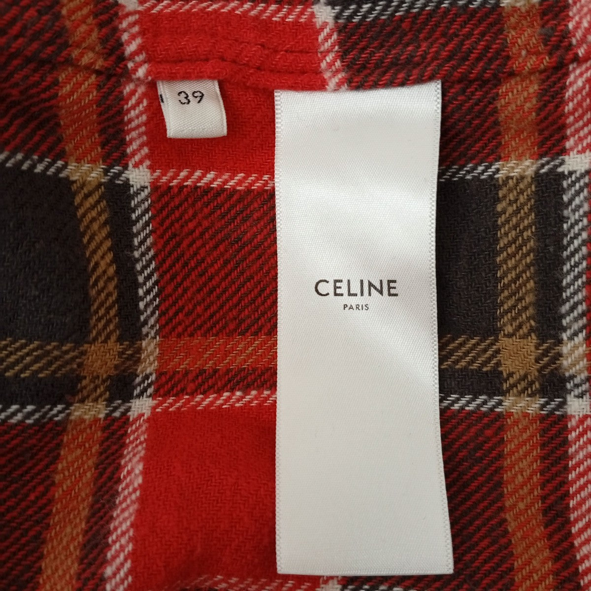 CELINE(セリーヌ) 裾カットオフチェックルーズ長袖チェックシャツ