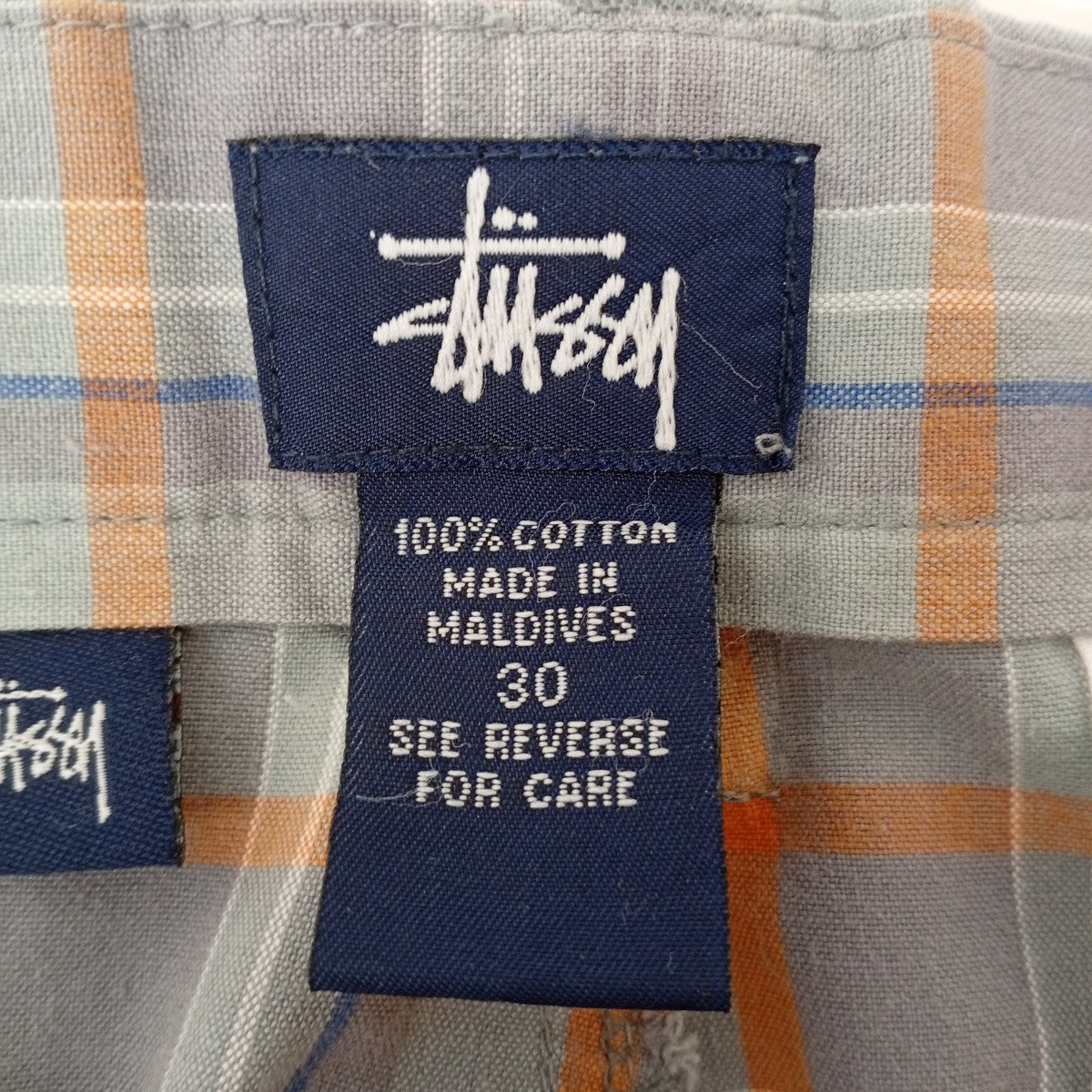 stussy(ステューシー) 90Sチェックハーフパンツ グレー サイズ 30