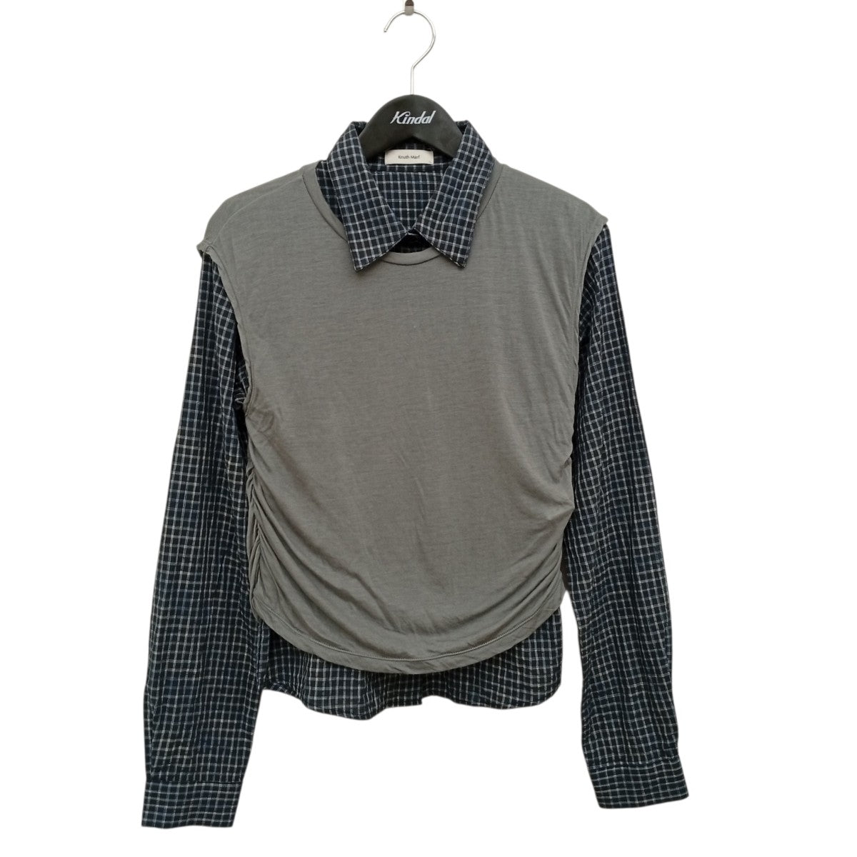 2-piece layered compact shirtチェックレイヤードシャツKM26SPF04