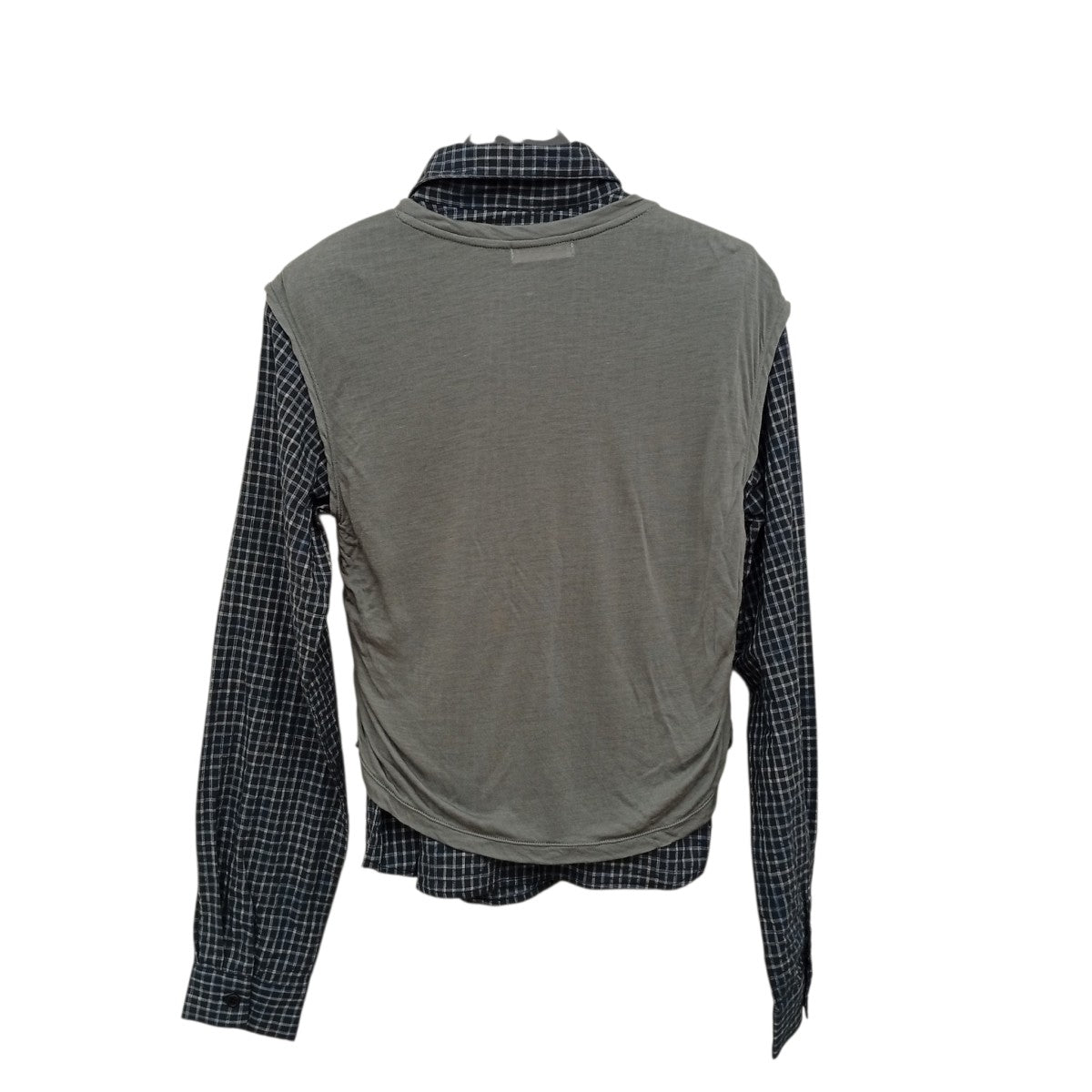 2-piece layered compact shirtチェックレイヤードシャツKM26SPF04