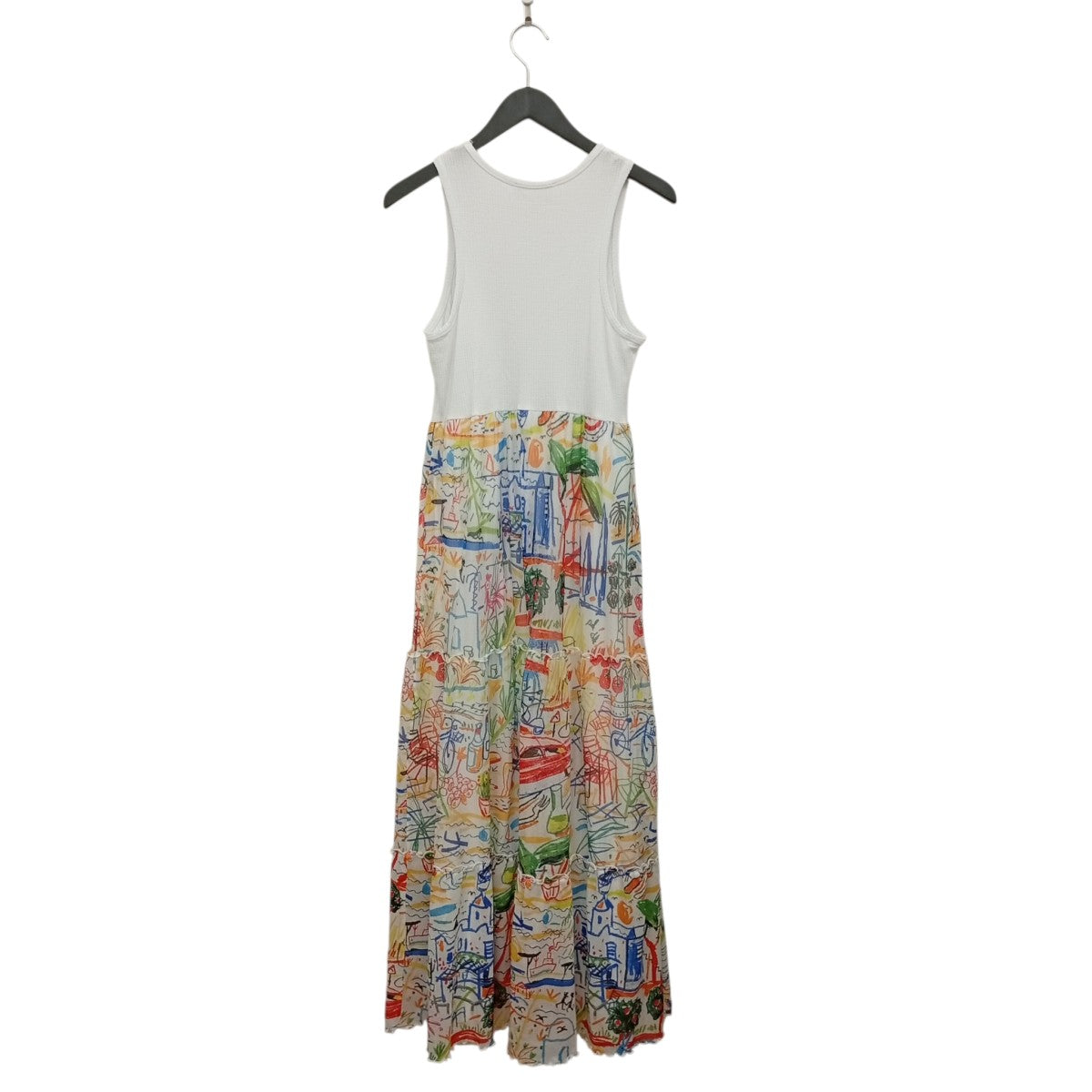 Desigual Quatro White Maxi Dress with Tulle Floaty Skirtワンピース23SWVK91