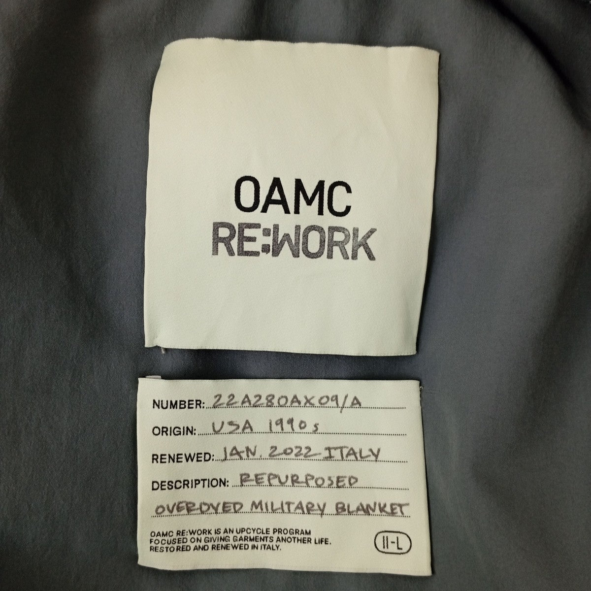 OAMC RE：WORK QUILTED BOMBERMA-1ジャケット22A28OAX09 古着・中古-6枚目のアイテム画像
