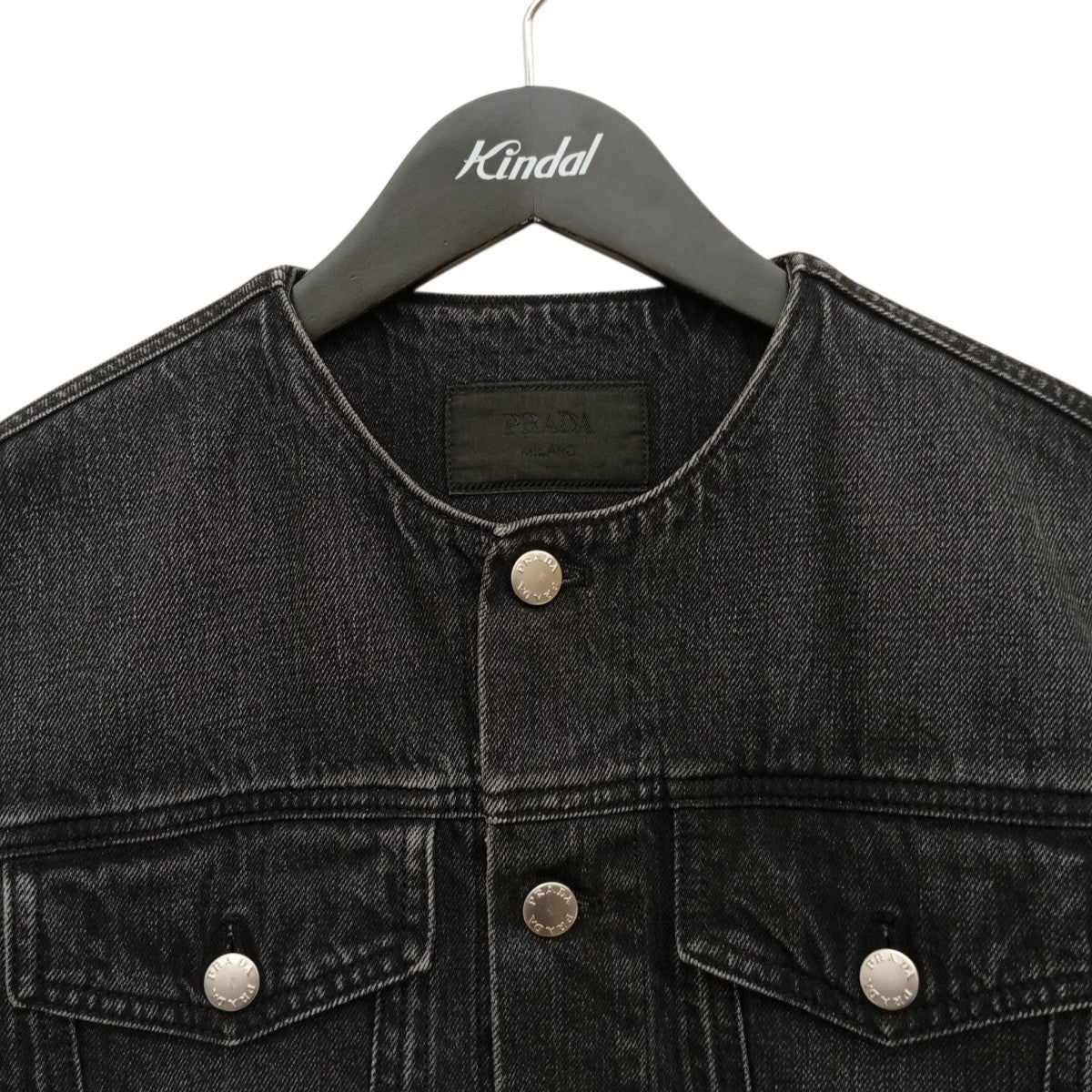 23SSWashed Denim Collarless JacketデニムジャケットGEB229