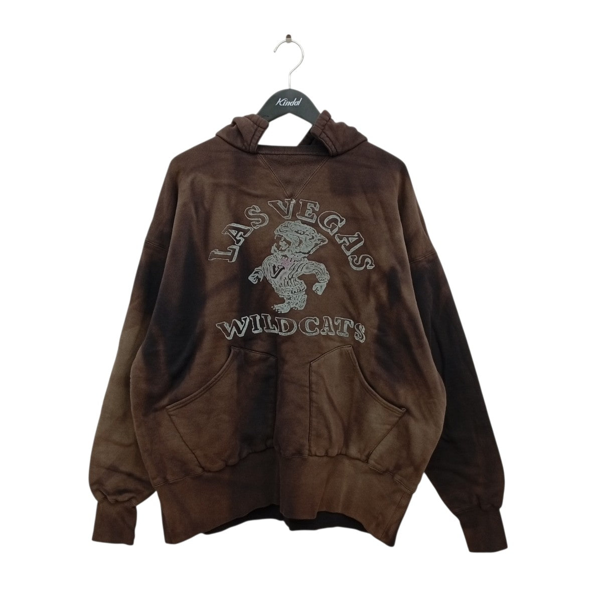 DOUBLE FACE AFTER HOODIE COLOR FLOCKY PRINT USED／ブリーチ加工パーカー