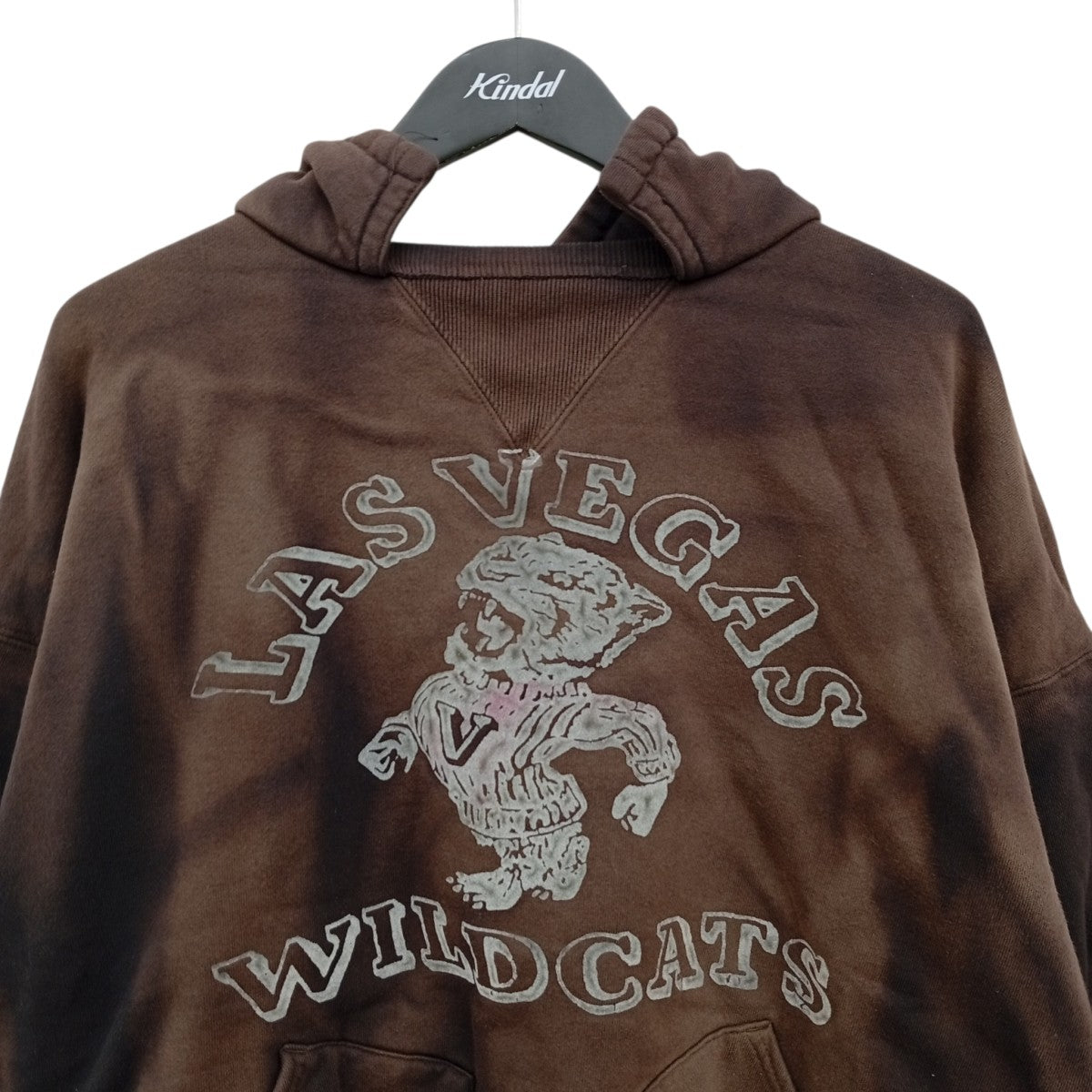 DOUBLE FACE AFTER HOODIE COLOR FLOCKY PRINT USED／ブリーチ加工パーカー