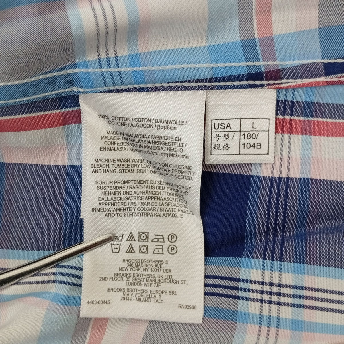 BROOKS BROTHERS チェック半袖シャツ 古着・中古-4枚目のアイテム画像