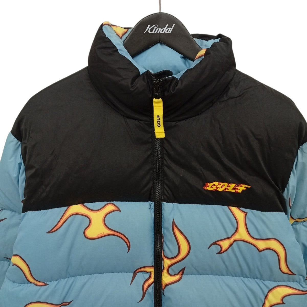 1PIU1UGUALE3 GOLF ダウンジャケット　プルオーバー　ゴルフ　中綿 GOLF WANG(ゴルフワン)) FLAME PUFFYダウンジャケット スカイブルー