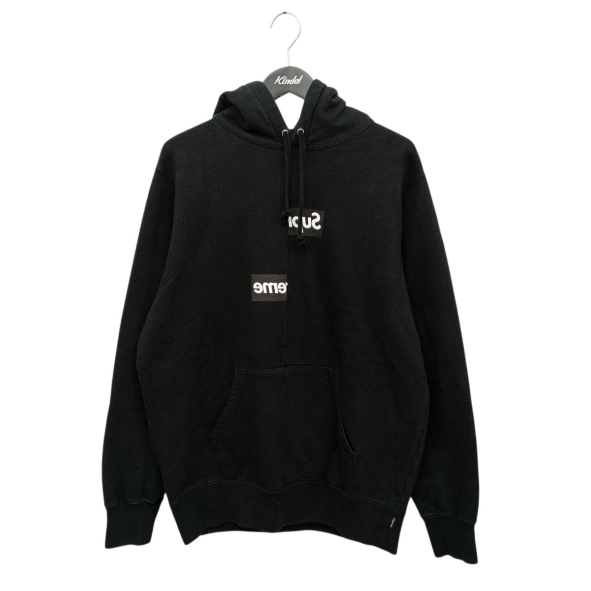 Supreme×COMME des GARCONS SHIRT 18FW Split Box Logo Hooded Sweatshirt Blackパーカー 古着・中古-1枚目のアイテム画像