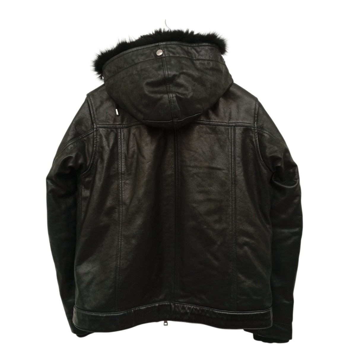 BALMAIN 15AWフォックスファーフーデットレザーライダースジャケットW5HC863D160F 古着・中古-2枚目のアイテム画像