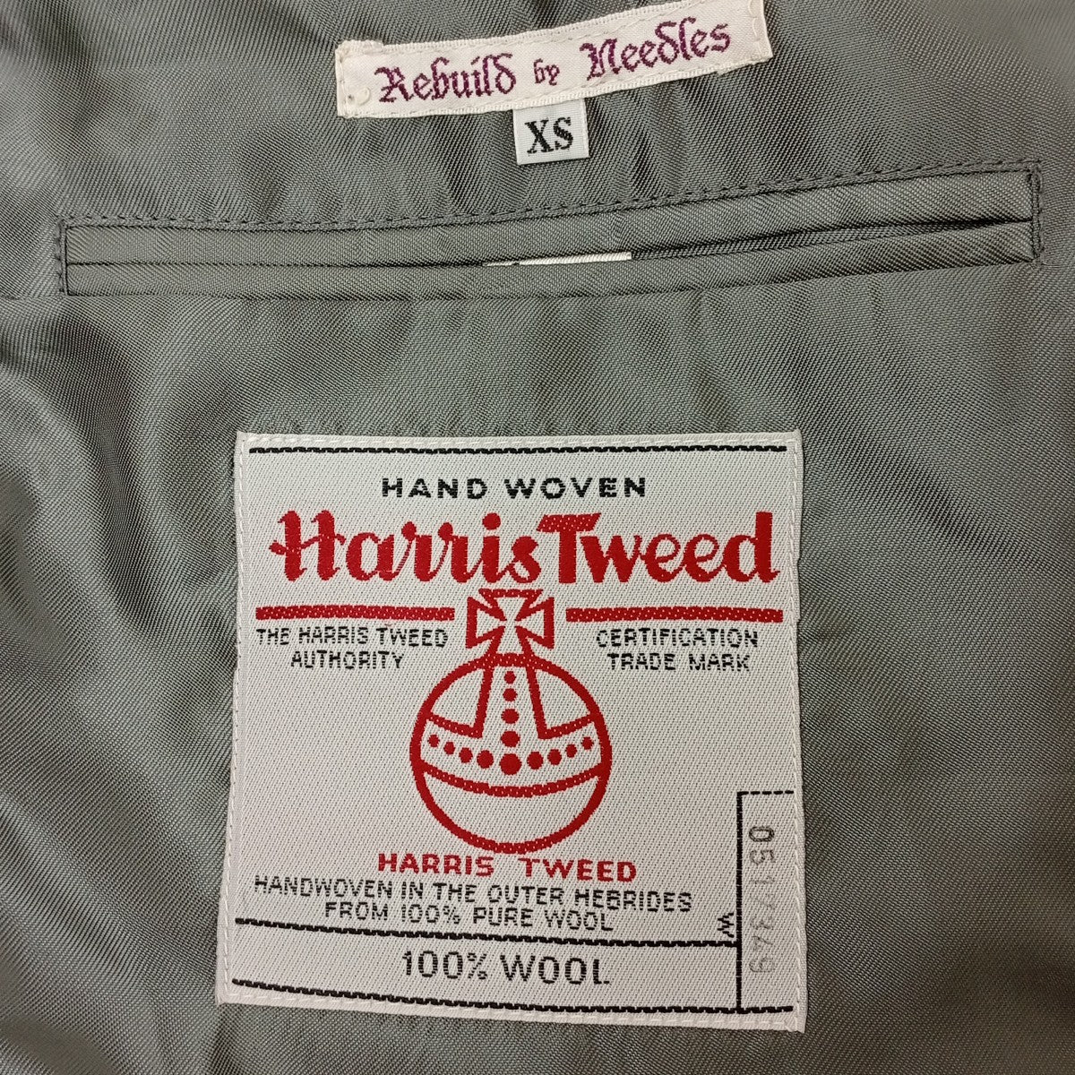 Rebuild by Needles×Harris Tweed Rough Out Jacketテーラードジャケット 古着・中古-4枚目のアイテム画像