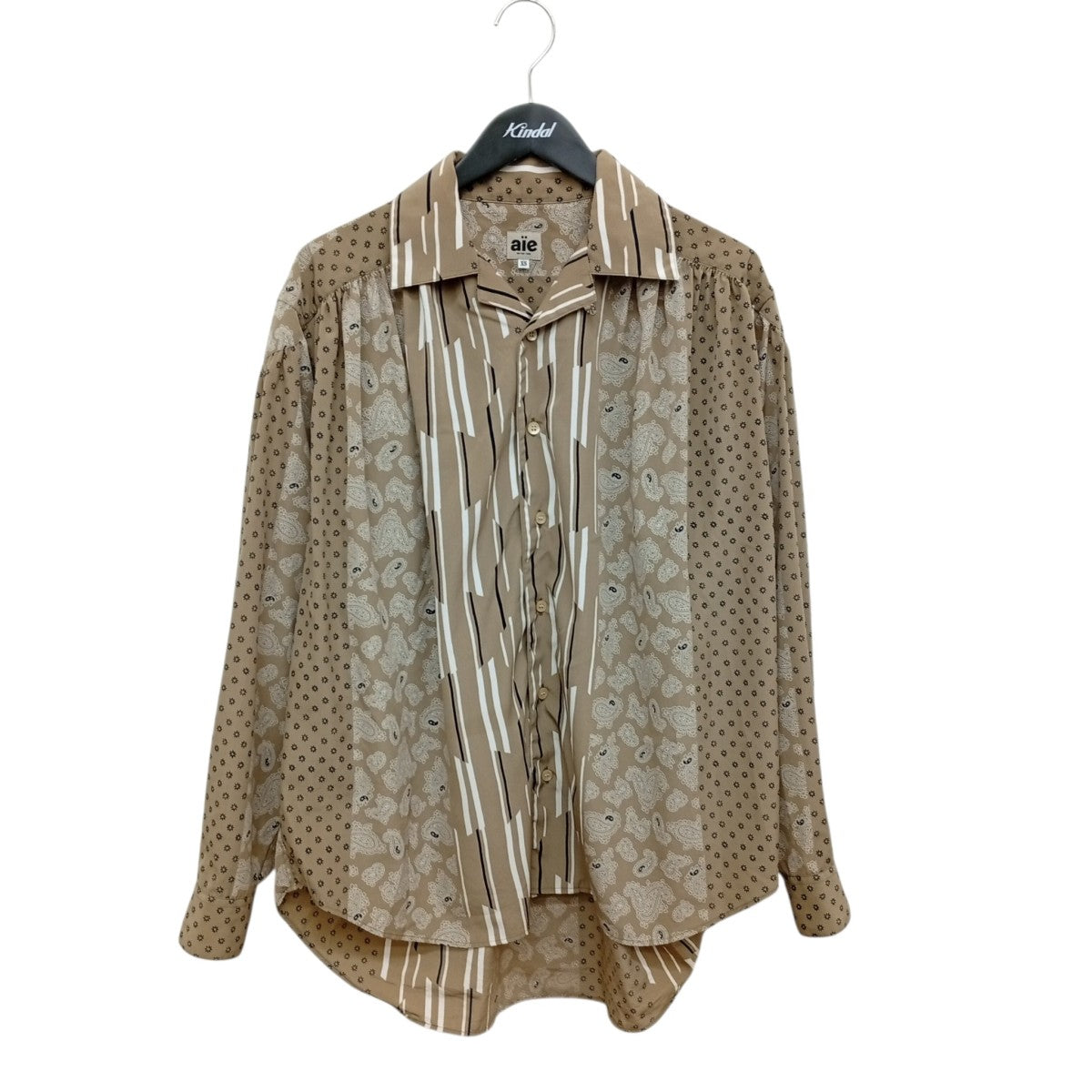 AiE Painter Shirt Multi Pattern Striped Cloth総柄シャツQV811 古着・中古-1枚目のアイテム画像
