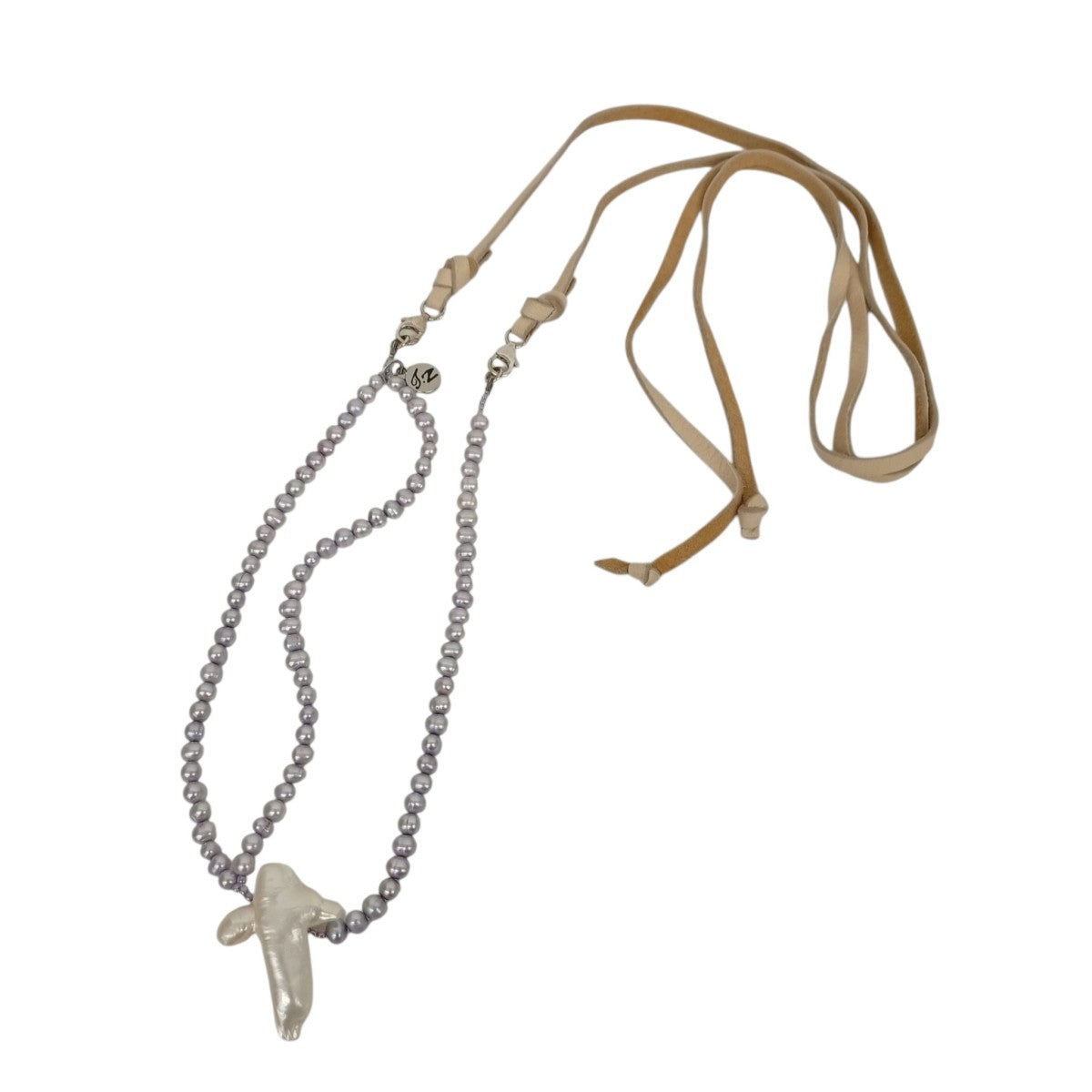 Cross with leather ribbonネックレス