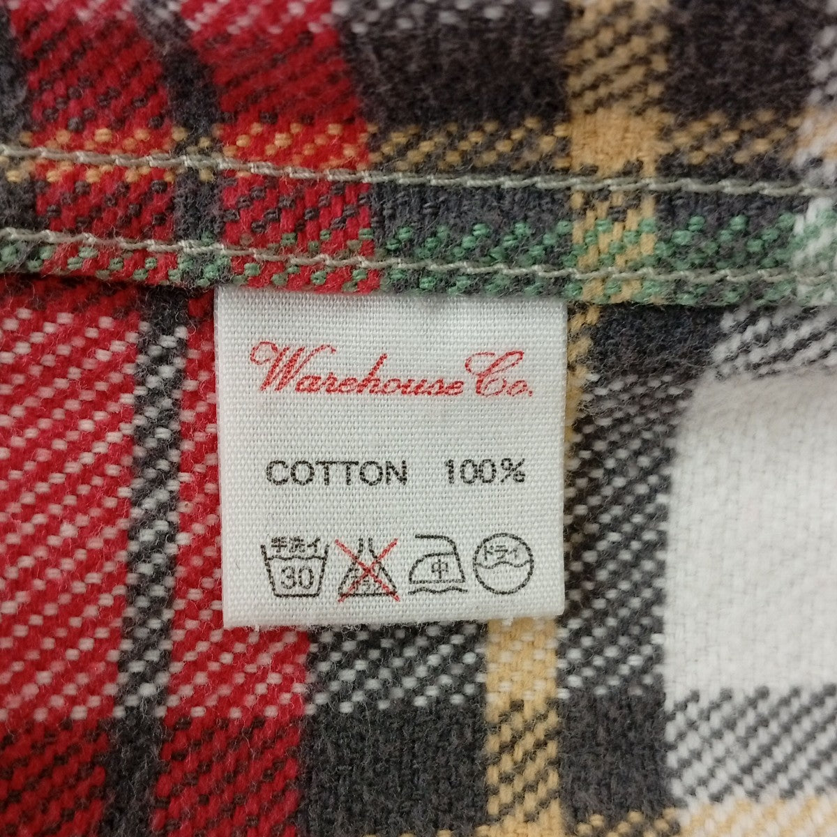 WAREHOUSE チェックフランネルャツ 古着・中古-4枚目のアイテム画像