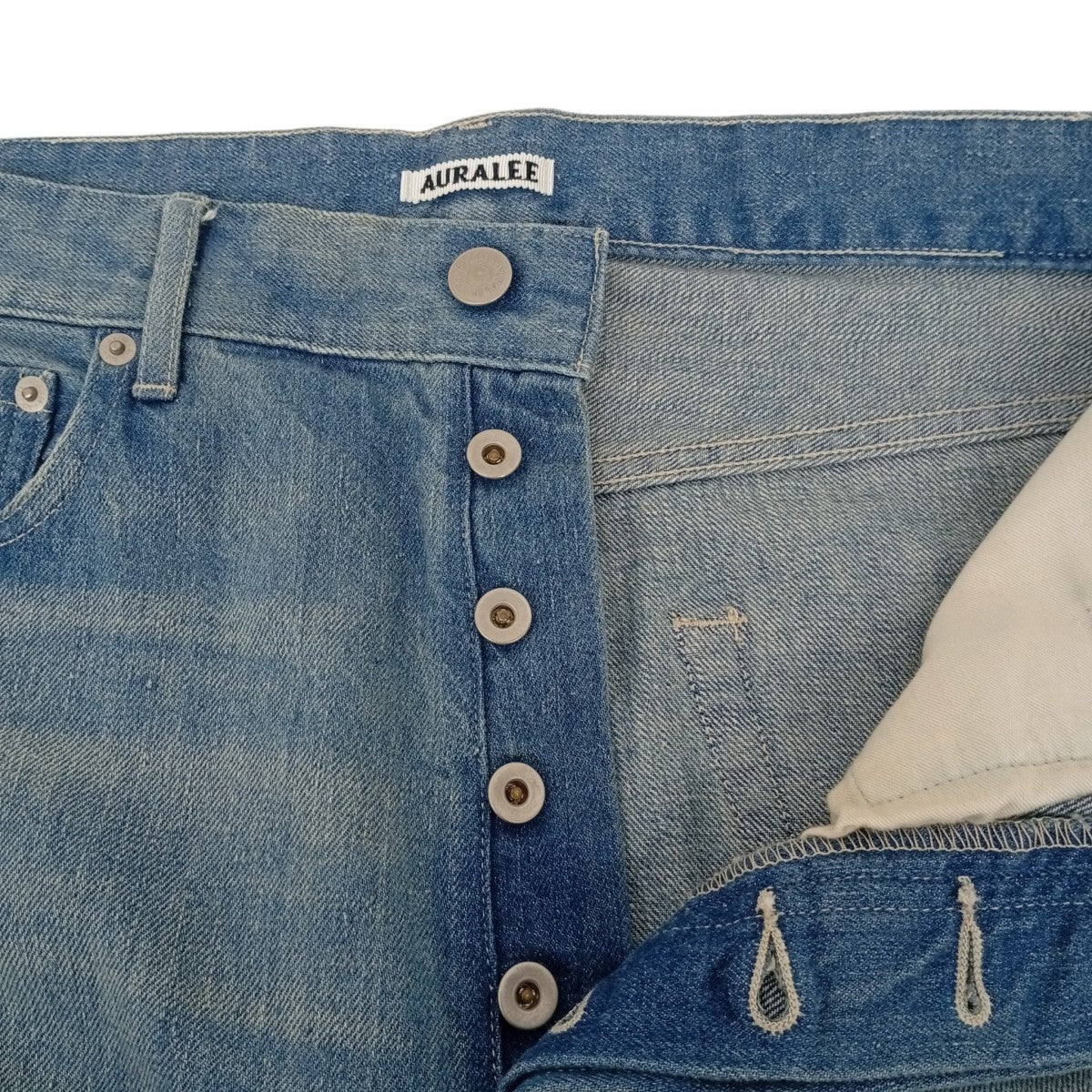 AURALEE SELVEDGE FADED LIGHT DENIM WIDE PANTSデニムパンツA25SP03DE 古着・中古-3枚目のアイテム画像