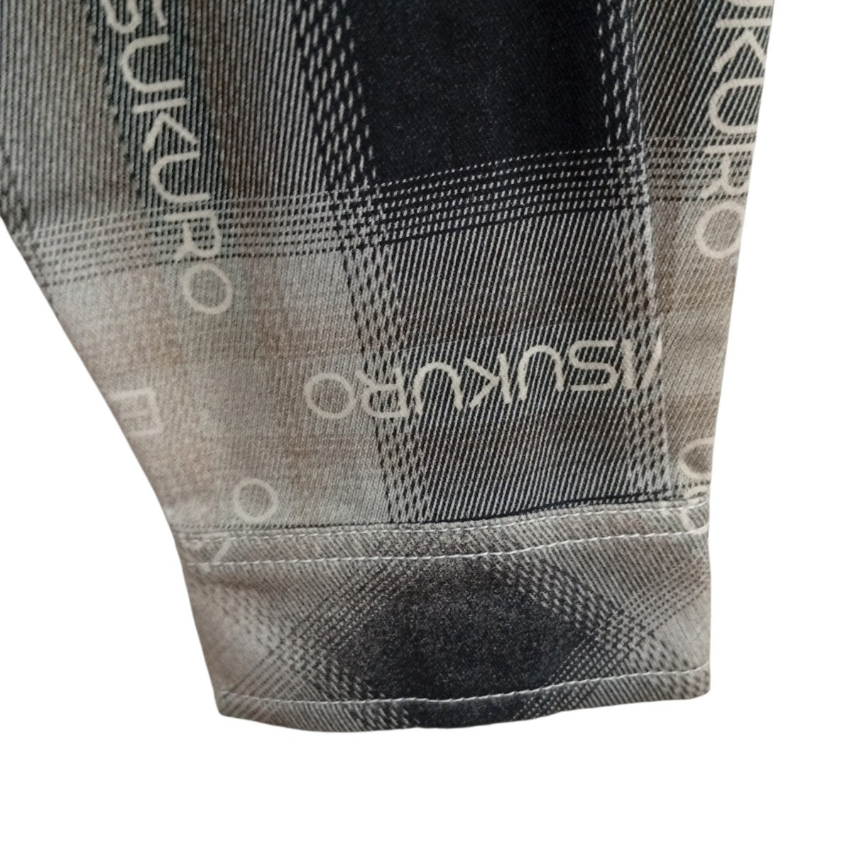EVISU KURO ロゴ総柄ダメージ加工オーバーサイズチェック長袖シャツ2ESGNM5SL5009OSCT 古着・中古-5枚目のアイテム画像