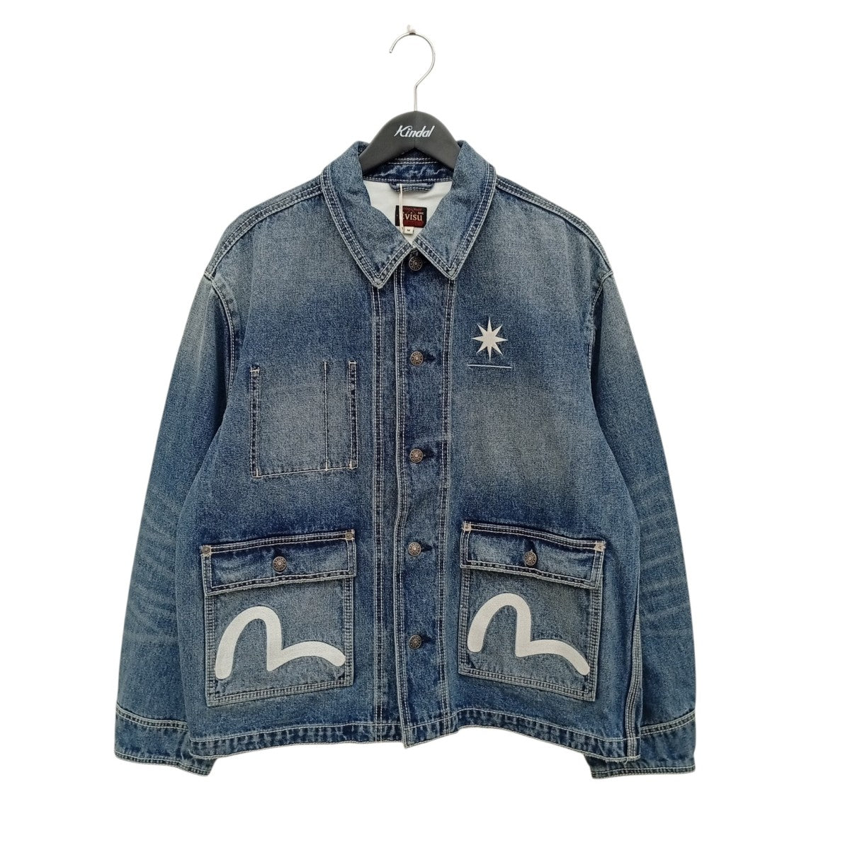 EVISU×GDC WASHED CHORE JACKETカバーオール2EAGDM5DJ6432RXDN 古着・中古-1枚目のアイテム画像