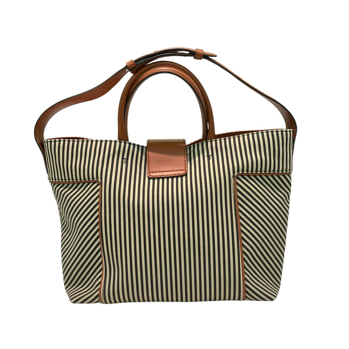 TOD’S ダブルT ショッピングトートストリプ2WAYバッグｼｮｯﾋﾟﾝｸﾞﾄｰﾄ 古着・中古-2枚目のアイテム画像