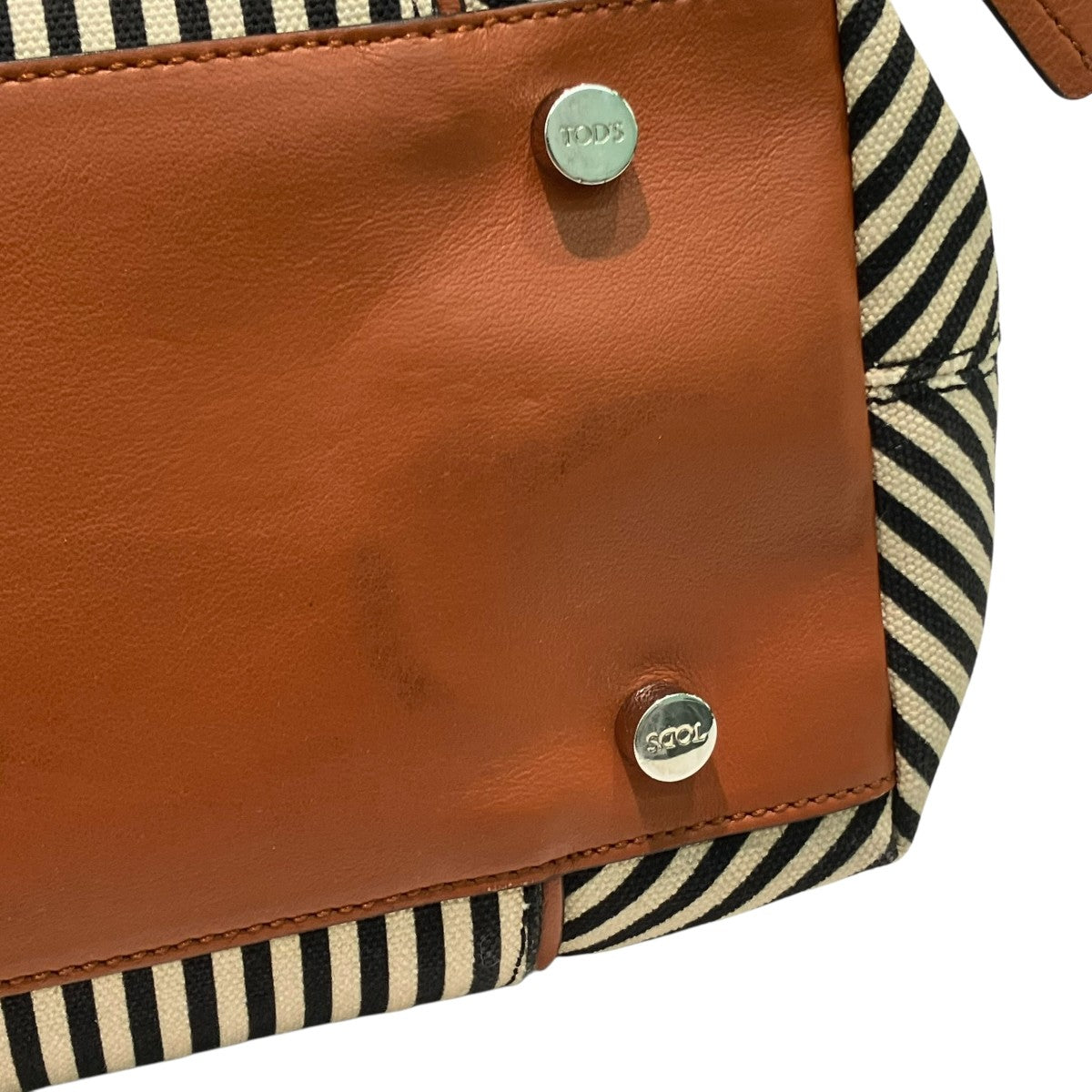 TOD’S ダブルT ショッピングトートストリプ2WAYバッグｼｮｯﾋﾟﾝｸﾞﾄｰﾄ 古着・中古-5枚目のアイテム画像