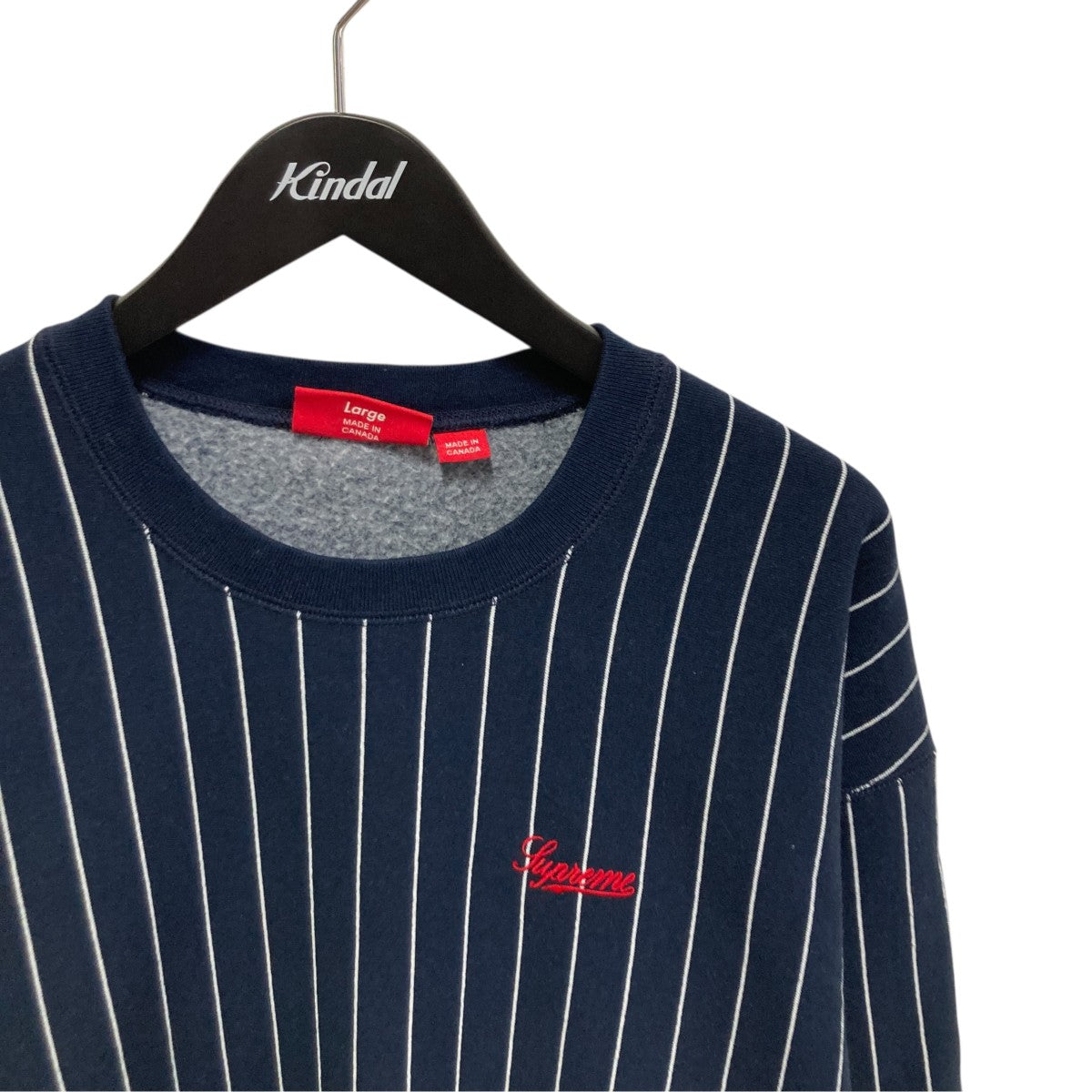 Supreme Pinstripe Crewneckストライプクルーネックスウェット 古着・中古-3枚目のアイテム画像
