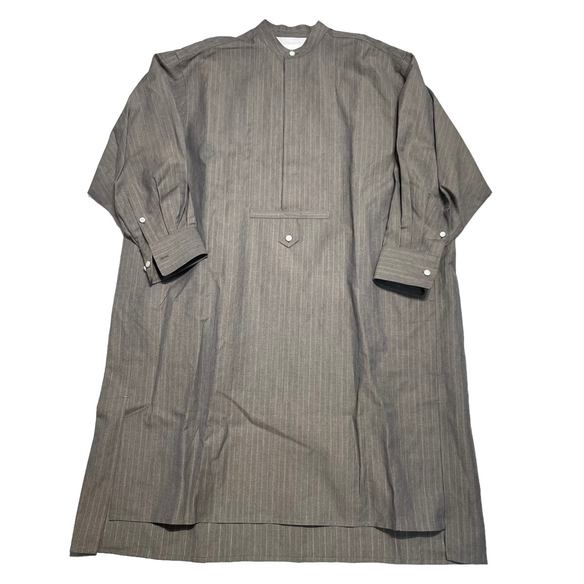 wool linen strip kaftan long shirt シャツワンピース