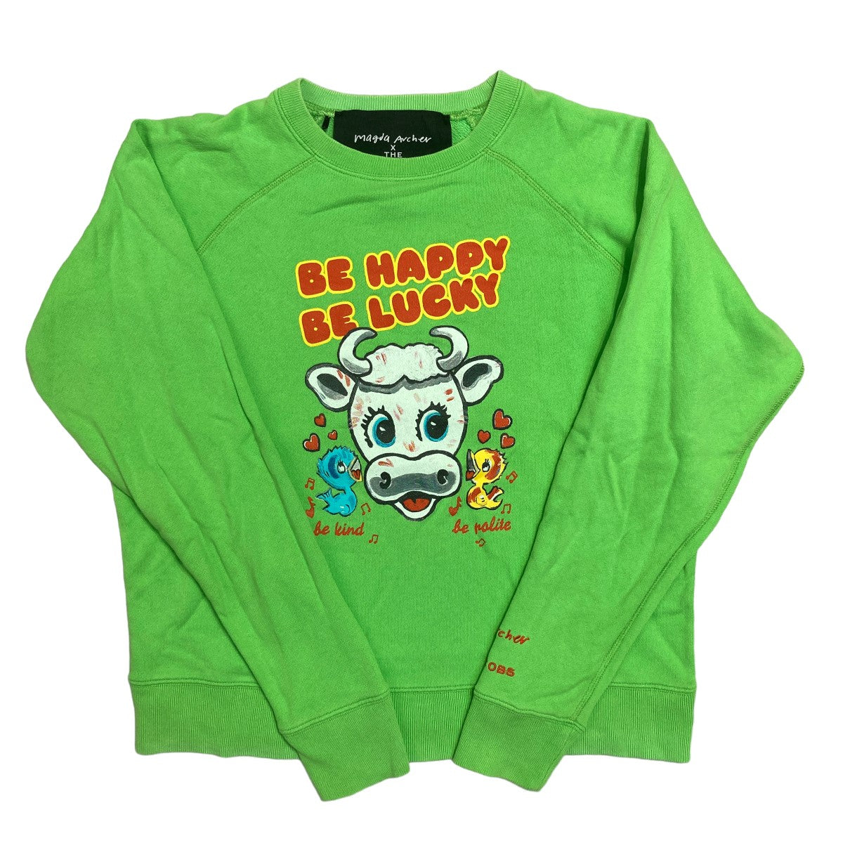 Be Happy Be Lucky SweatshirtプリントクルーネックスウェットC603P40RE20