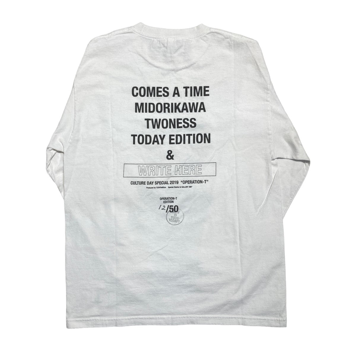 Midorikawa×TWONESS JOHN CAGE TEE 長袖カットソー ホワイト サイズ L 
