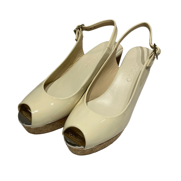 美品 JIMMY CHOO ジミーチュウ ウェッジソール　サンダル JIMMY CHOO(ジミーチュウ) ウェッジソールサンダル ホワイト サイズ 36