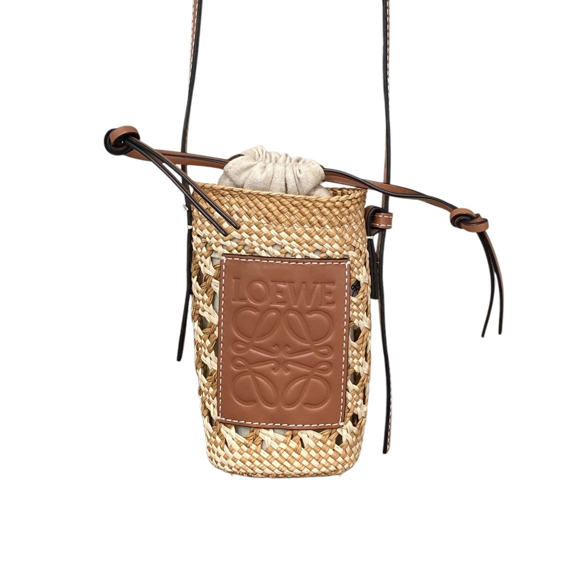 ロエベloewe シリンダーポケットラフィアショルダーバッグ LOEWE(ロエベ) シリンダーポケット ラフィア アナグラム
