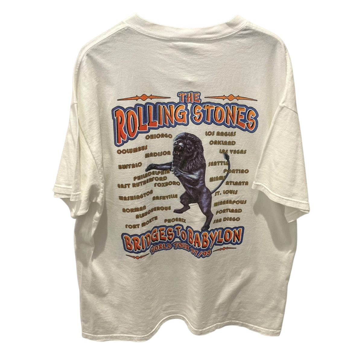 VINTAGE 90sROLLING STONES LIP＆TONGUE AMERICAN FLAG TOUR 97 98Tシャツ 古着・中古-2枚目のアイテム画像
