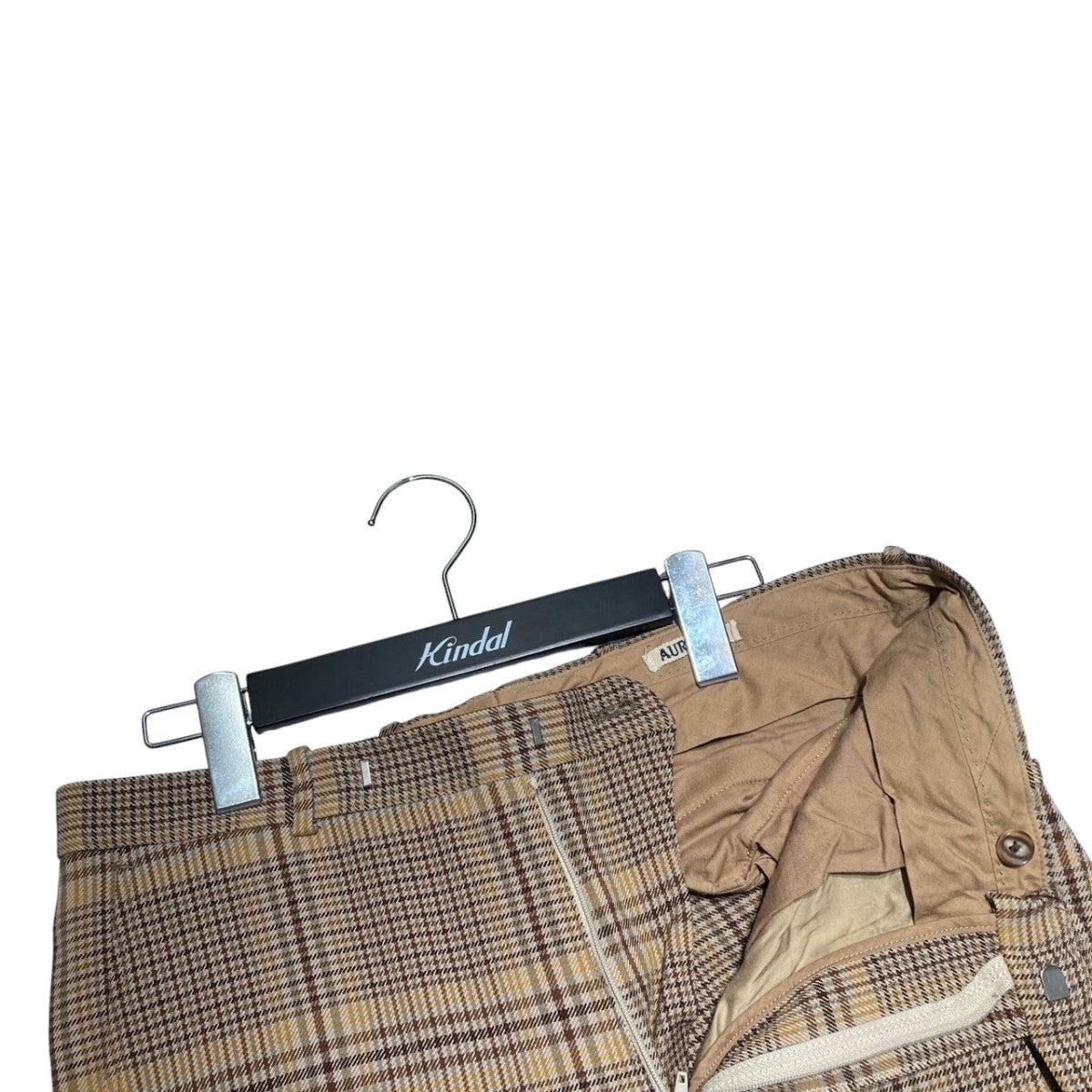 19AWWOOL SERGE CHECK NARROW SLACKSチェックスラックスパンツA9Ap03SC