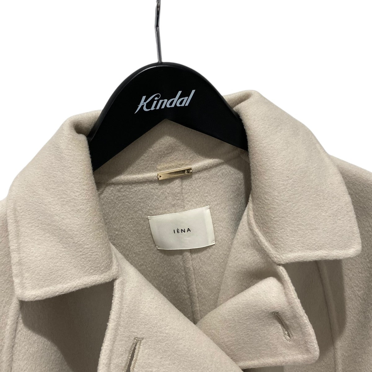 イエナ Wフェイスショートコート SUPER160 ノーカラー38 ベージュ イエナ Wフェイスショートコート SUPER160 ノーカラー38 ベージュ