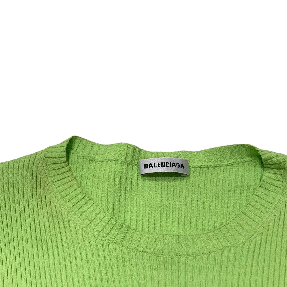バレンシアガ BALENCIAGA リブカットソー 583140-T5101-3500 グリーン サイズ：S BALENCIAGA(バレンシアガ) リブカットソー583140-T5101-3500