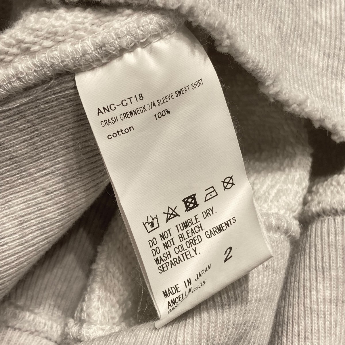 ANCELLM(アンセルム) 23SSCRASH CREWNECK 3 4 SLEEVE SWEAT