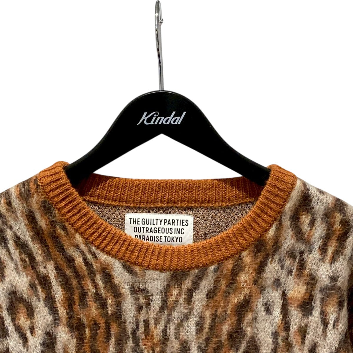 Leopard Jacquard knit Sweaterクルーネックニット