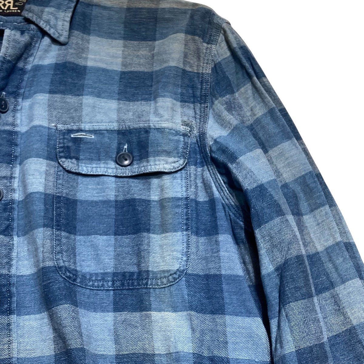 RRL チェック柄長袖シャツ RRL - RRL 一ツ星 チェック柄 長袖 シャツ 2 グリーン×ブルー