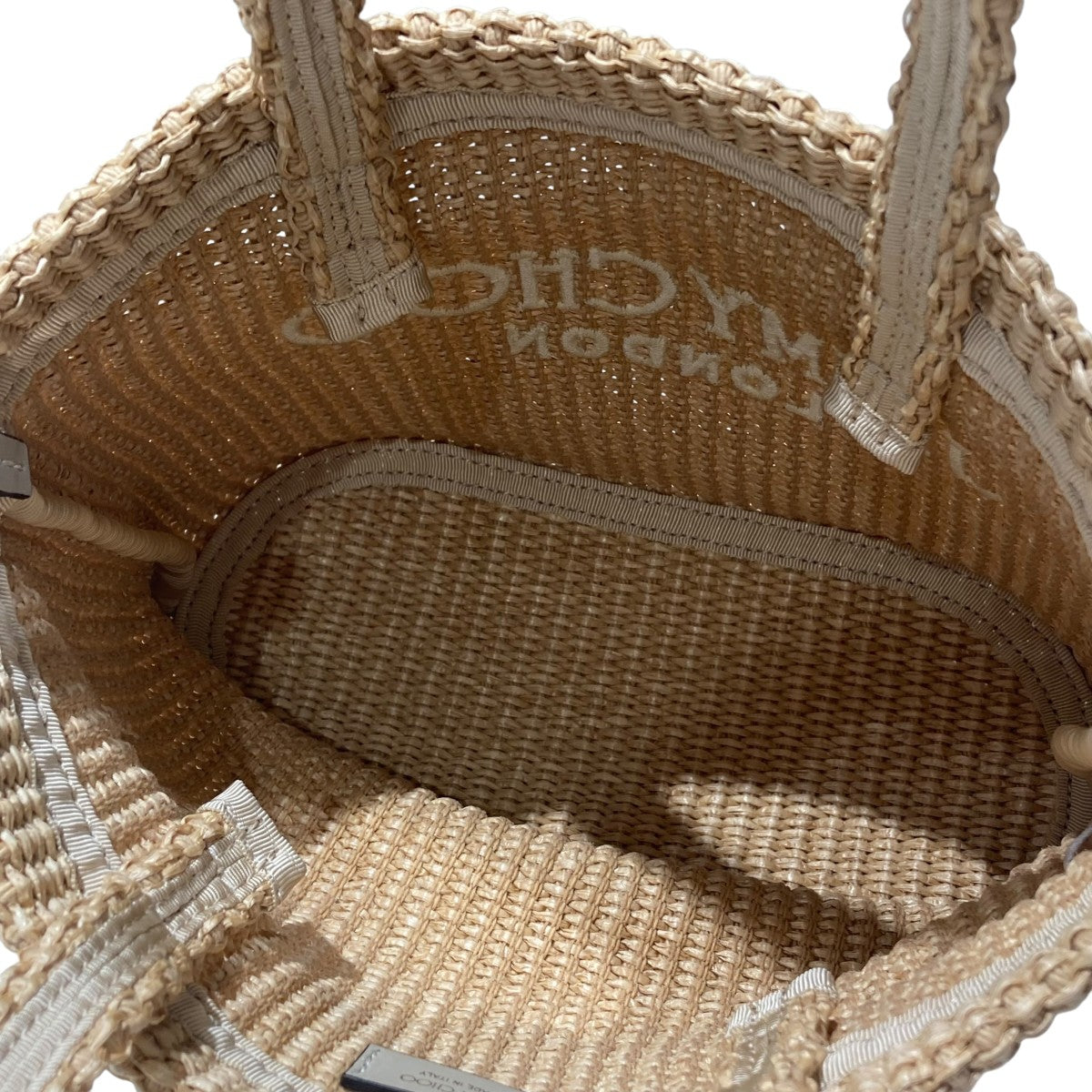 JIMMY CHOO Beach Tote E／W Miniラフィアミニトートバッグ 古着・中古-5枚目のアイテム画像