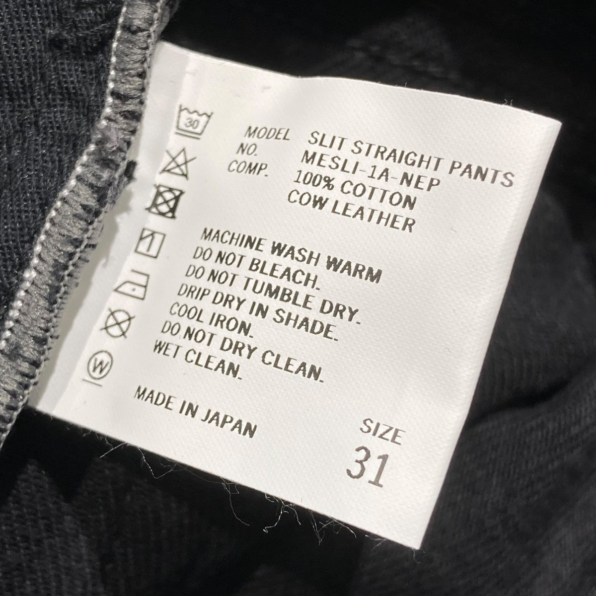 SLIT STRAIGHT PANTブラックデニムパンツMESLI-1A-NEP