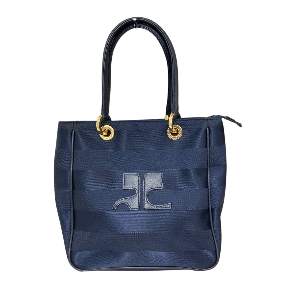 新品✨ プラージュ　テンドレ バック　ロゴ　ニット　サークルロゴ　コットン　紺 courreges(クレージュ) ロゴトートバッグ ネイビー｜【公式