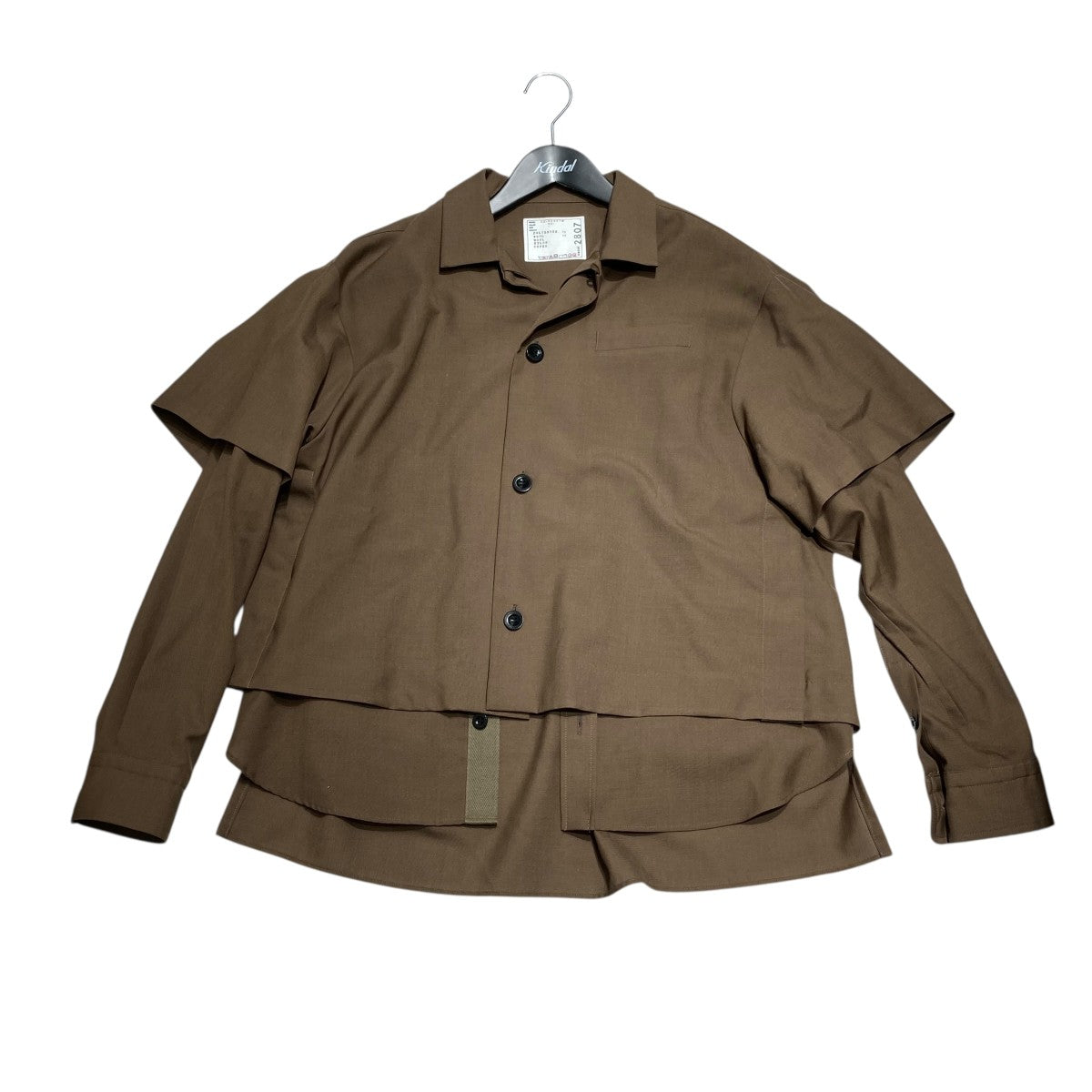 【美品】sacai サカイ 長袖シャツ 裾レース 1 ネイビー シャーリング 美品】sacai サカイ 長袖シャツ 裾レース 1 ネイビー