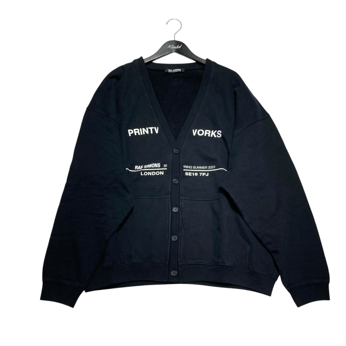 16AW RAF SIMONS ニット ロング マフラー ブラック ダメージ