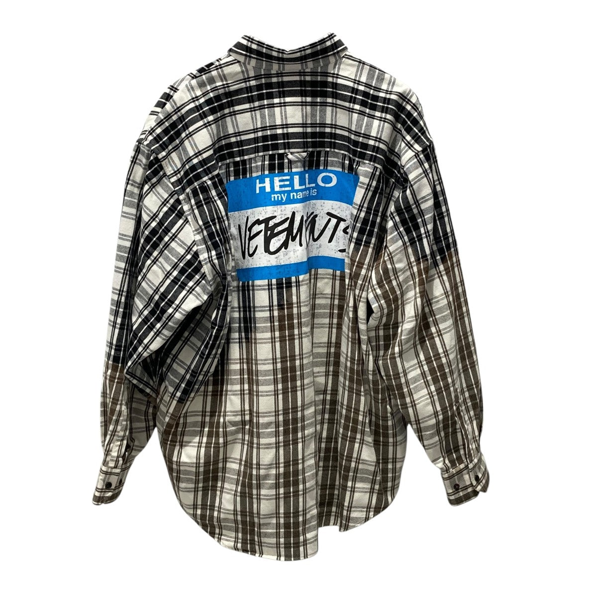 VETEMENTS(ヴェトモン) Bleached my name isチェック長袖シャツ
