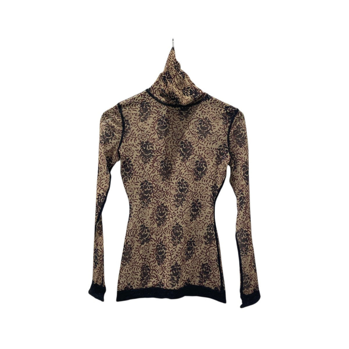 ジャンポールゴルチエファム Jean Paul GAULTIER FEMME パワーネット ダマスクプリント ハイネックカットソー ベージュ×ブラック Jean Paul GAULTIER FEMME(ジャンポールゴルチエファム) パワー
