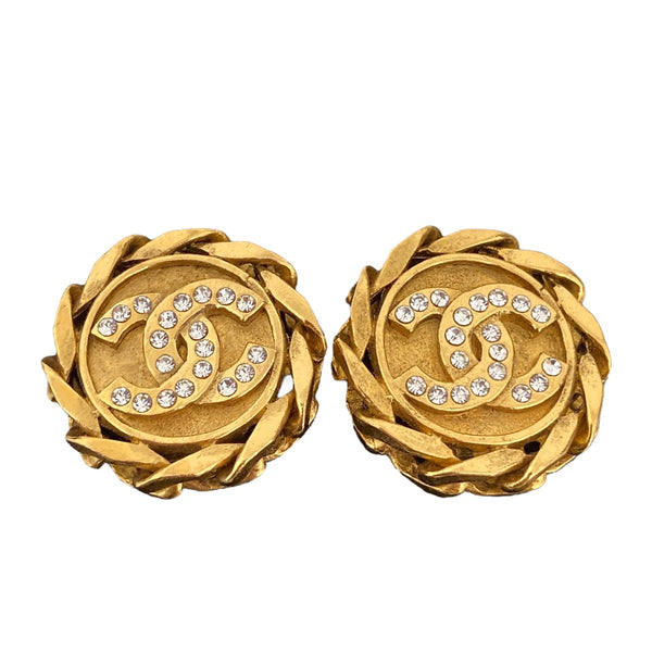 シャネル イヤリング ココマーク BOY ラインストーン ゴールド シャネル CHANEL ピアス イヤリング ゴールド ココマーク BOY ライン