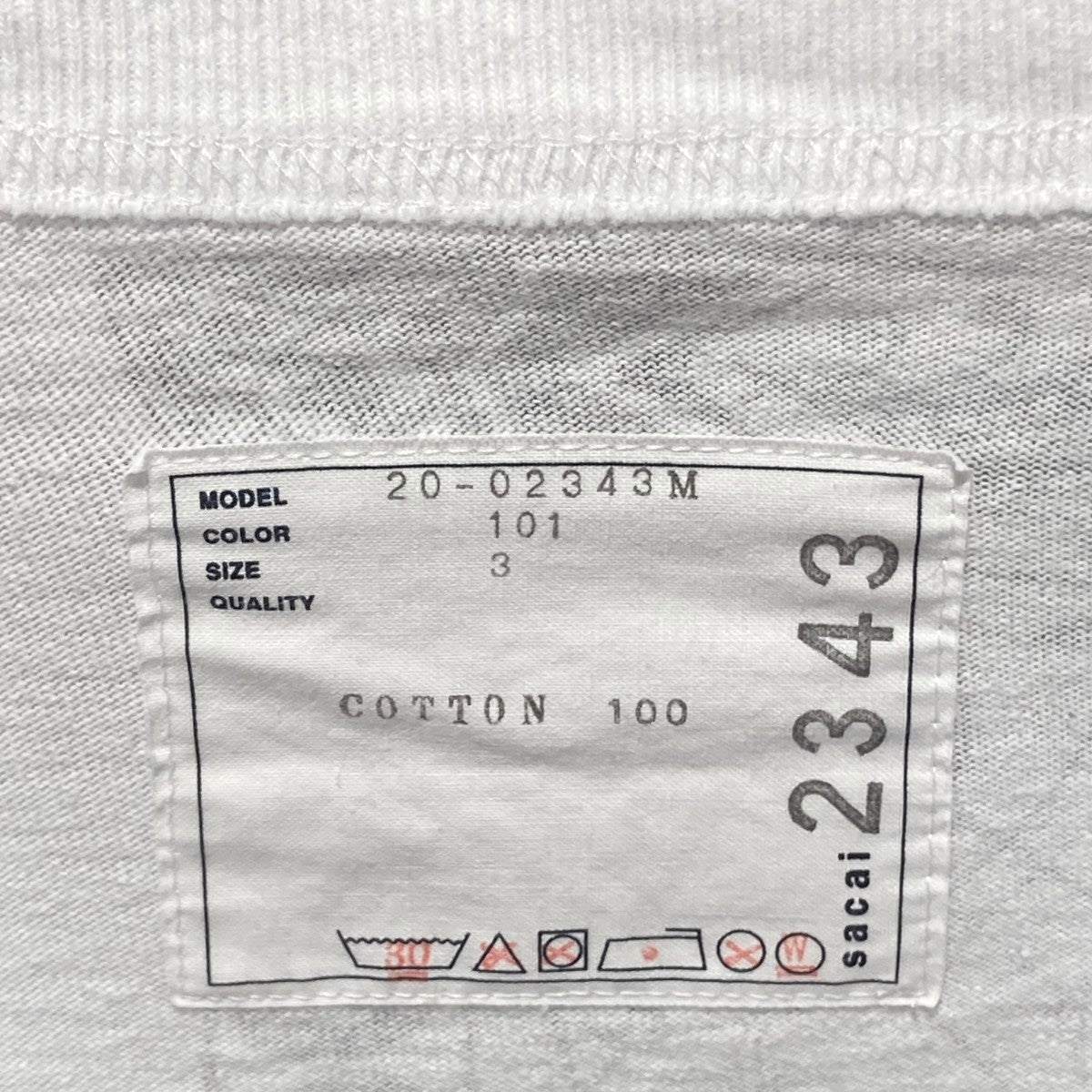 sacai(サカイ) 半袖Tシャツ20-02343M 20-02343M ホワイト サイズ